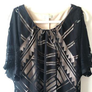 London Times Black Nude Geometric Formal Mini Dress, Size 4